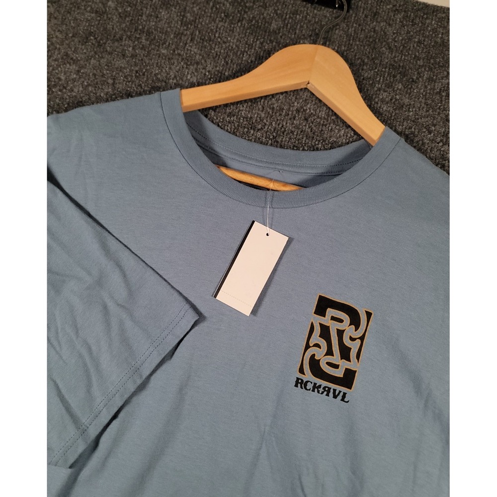Rock Revival T-Shirt Mens XL Blue Double Side Short Sleeve Cotton Preppy NWT $65
